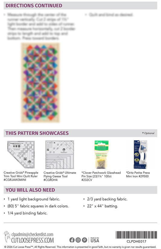 Taffy Pinwheels Table Runner Pattern by Cut Loose Press - back