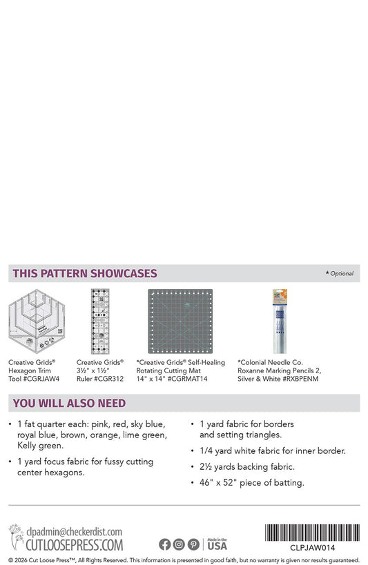 I Spy Hexie Quilt Pattern by Cut Loose Press - back