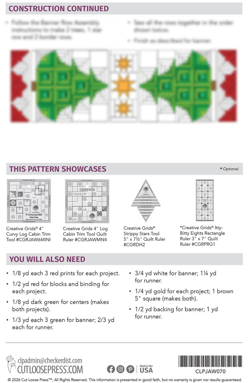 Pine Tree Banner Christmas Table Runner by Cut Loose Press - back