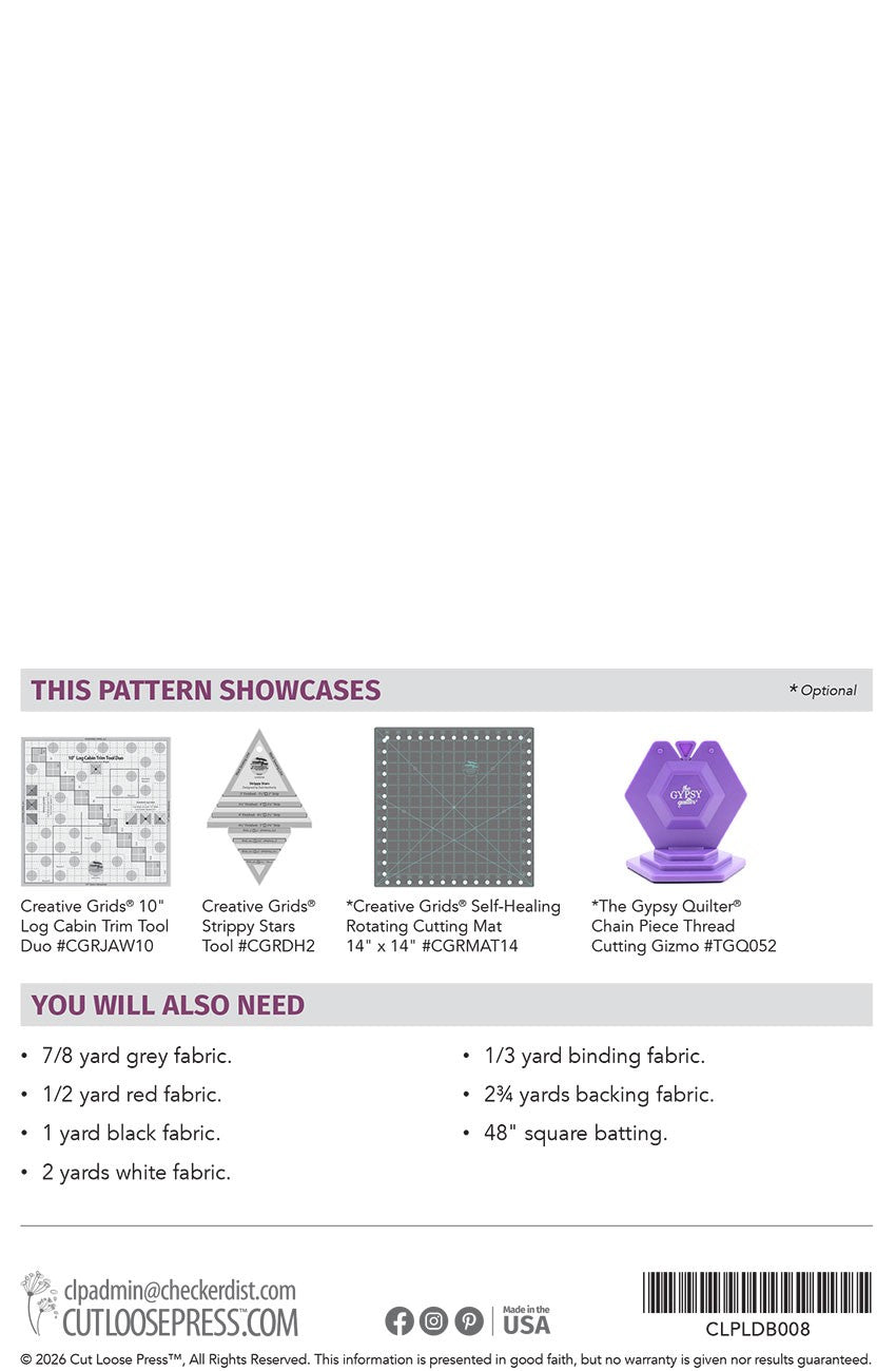 City Stars Quilt Pattern by Cut Loose Press - back