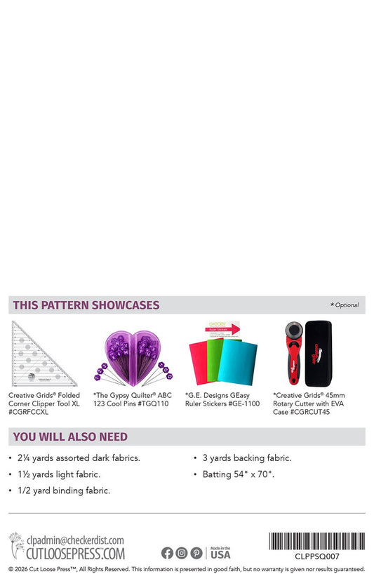 Barn Raising Lite Quilt Pattern by Cut Loose Press - back