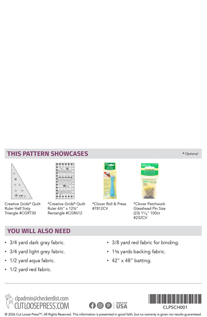 Pinwheel Hexagons Quilt Pattern by Cut Loose Press - back