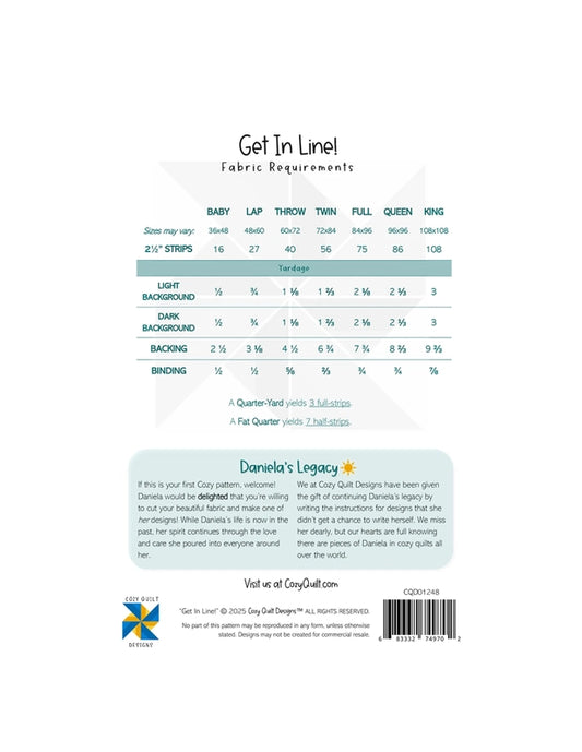 Get In Line! Pattern , quilting and craft projects