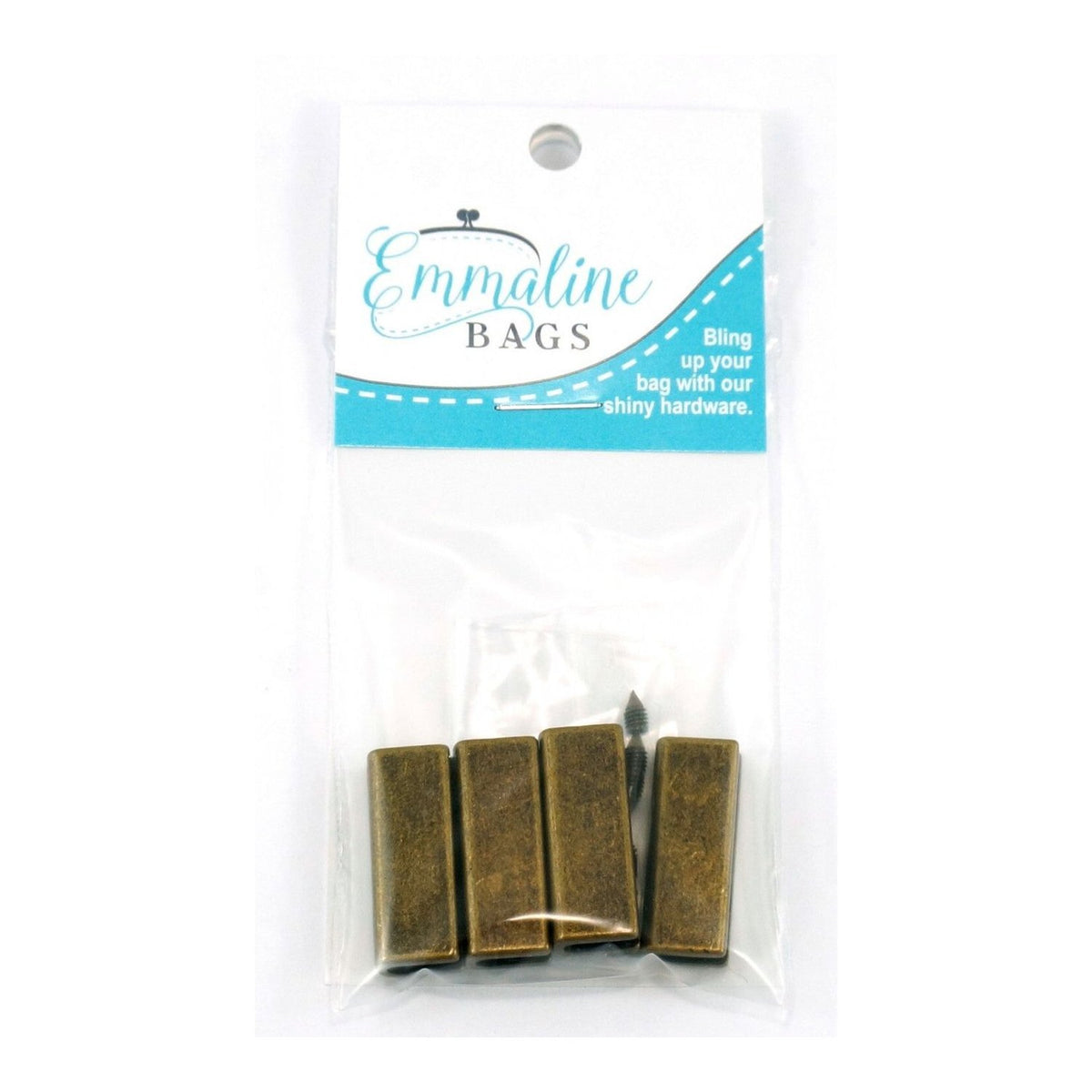 Strap End Caps Rectangle (25 mm wide) Antique Brass 4 Pack