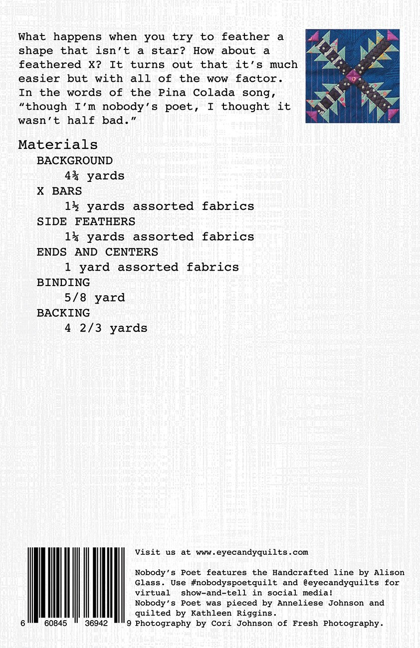 Nobodys Poet Quilt Pattern , quilting and craft projects