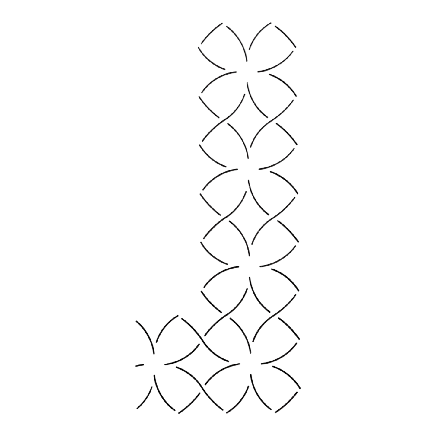 Quilt Stencil - Quad Leaf Border 76 mm for precise cutting, marking and patchwork