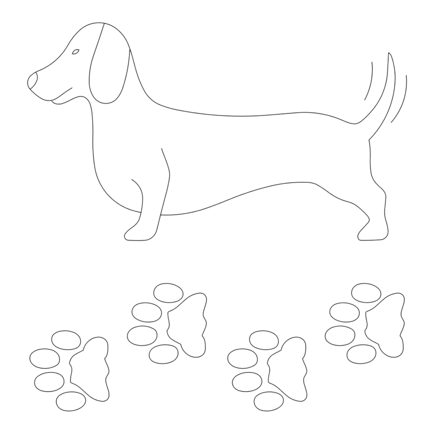 Quilt Stencil - Doxie 7inx4in & 38 mm for precise cutting, marking and patchwork
