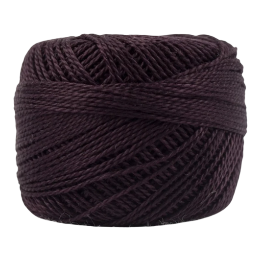 Eleganza 8wt Solid Perle Cotton Ball - BLACK BERRY for embroidery, stitching and decorative needlework