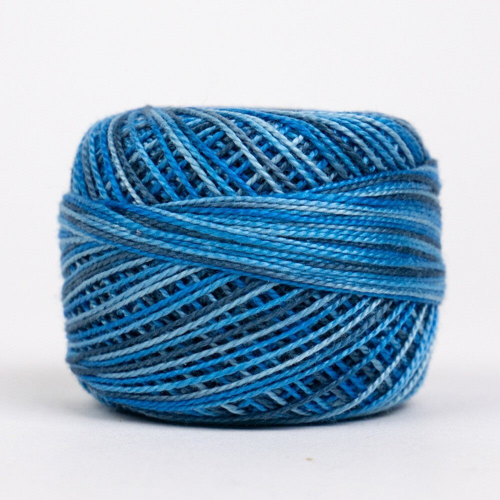 Eleganza 8wt Variegated Perle Cotton Ball - Azure Eyes for embroidery, stitching and decorative needlework