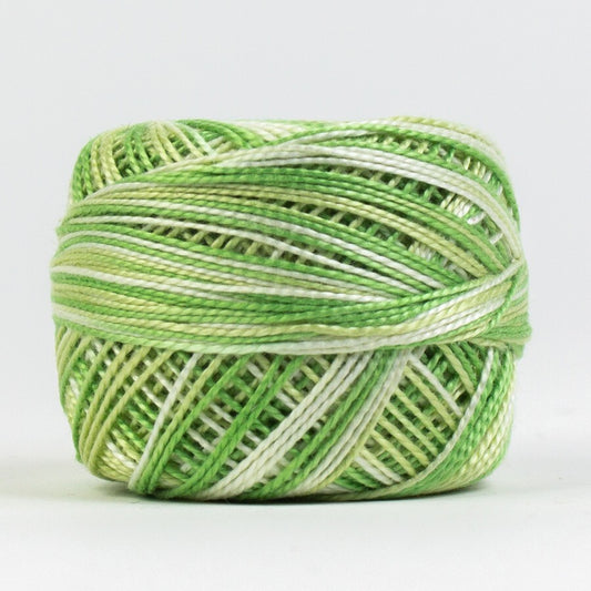 Eleganza 8wt Variegated Perle Cotton Ball - BUTTER LETTUCE for embroidery, stitching and decorative needlework