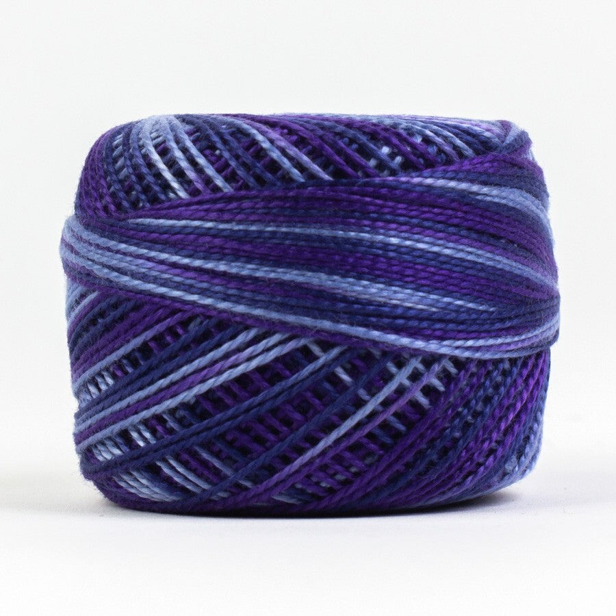 Eleganza 8wt Variegated Perle Cotton Ball - PURPLE HAZE for embroidery, stitching and decorative needlework