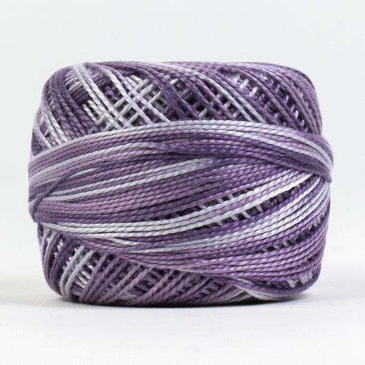 Eleganza 8wt Variegated Perle Cotton Ball - EGGPLANT SOUFFLE for embroidery, stitching and decorative needlework