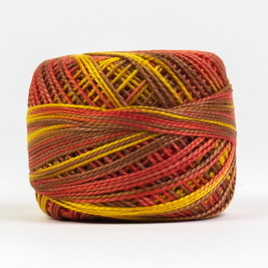 Eleganza 8wt Variegated Perle Cotton Ball-SUNBURNT for embroidery, stitching and decorative needlework