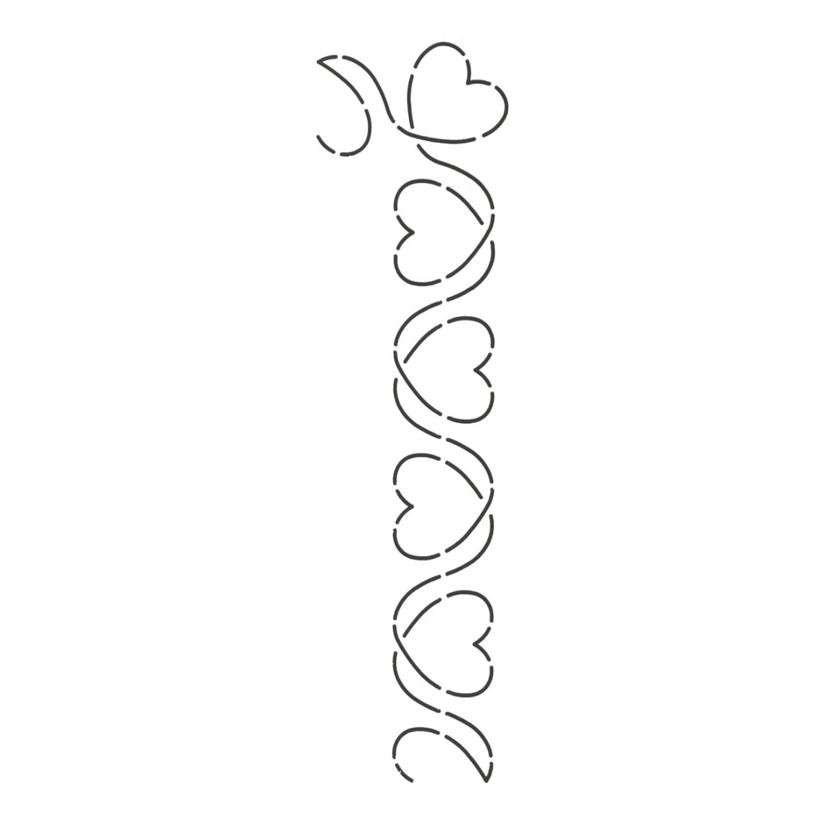 Everything Fabric 1.5 inch scrolling hearts border quilting stencil made of flexible clear Mylar plastic