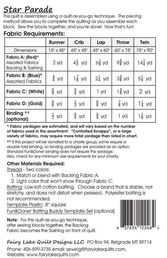 Fun & Done! Quilting Pattern - STAR PARADE , quilting and craft projects