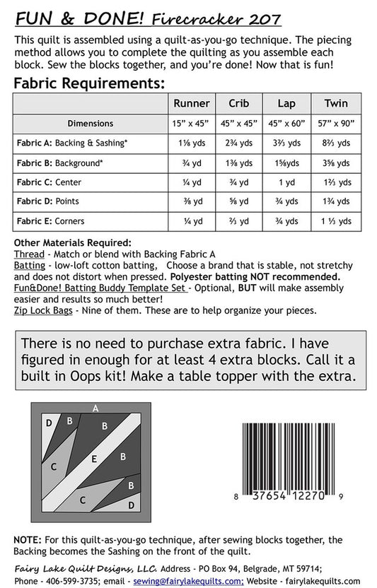 Fun & Done! Quilting Pattern - FIRECRACKER , quilting and craft projects