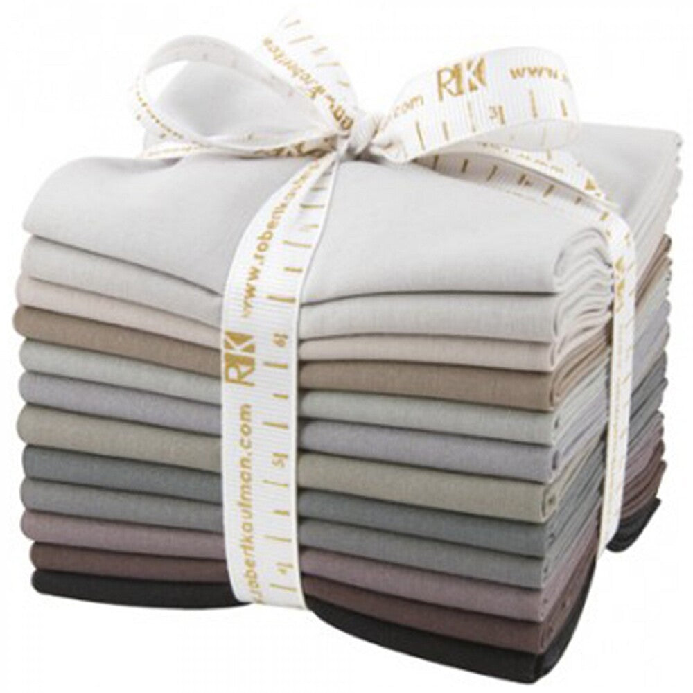 Kona Cotton - FQ Bundle - GRAY AREA - 12pc for patchwork, quilting and sewing