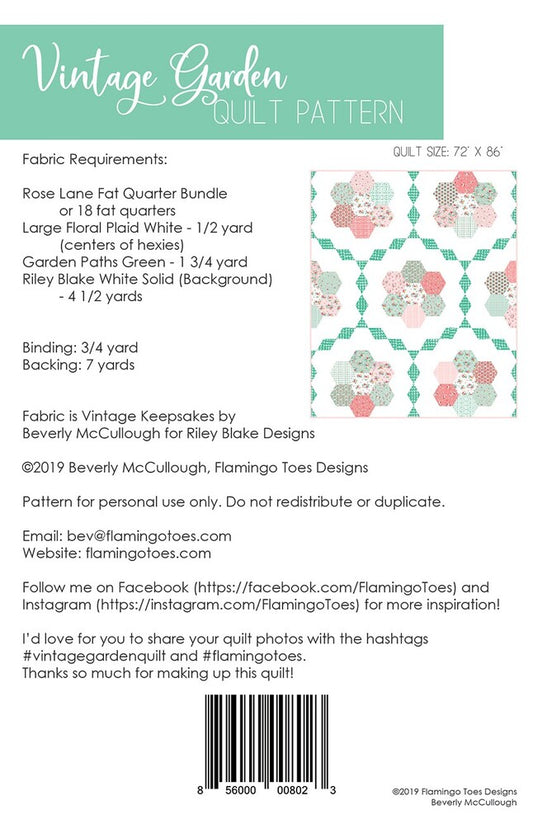 Vintage Garden Quilt Pattern , quilting and craft projects
