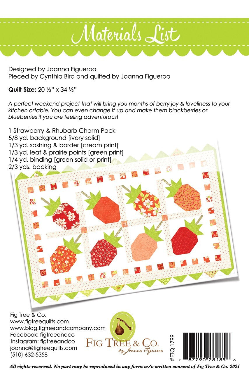 Berries Runner Pattern , quilting and craft projects