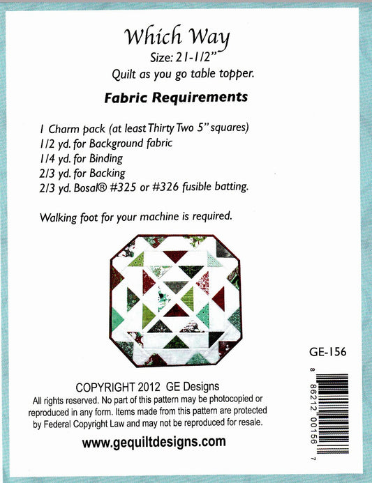 Which Way Quilt As You Go Table Topper Pattern , quilting and craft projects