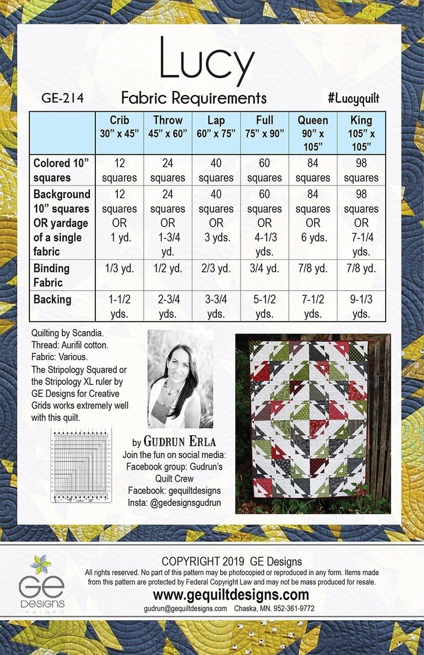 Gudrun Erla - Lucy Quilt Pattern , quilting and craft projects