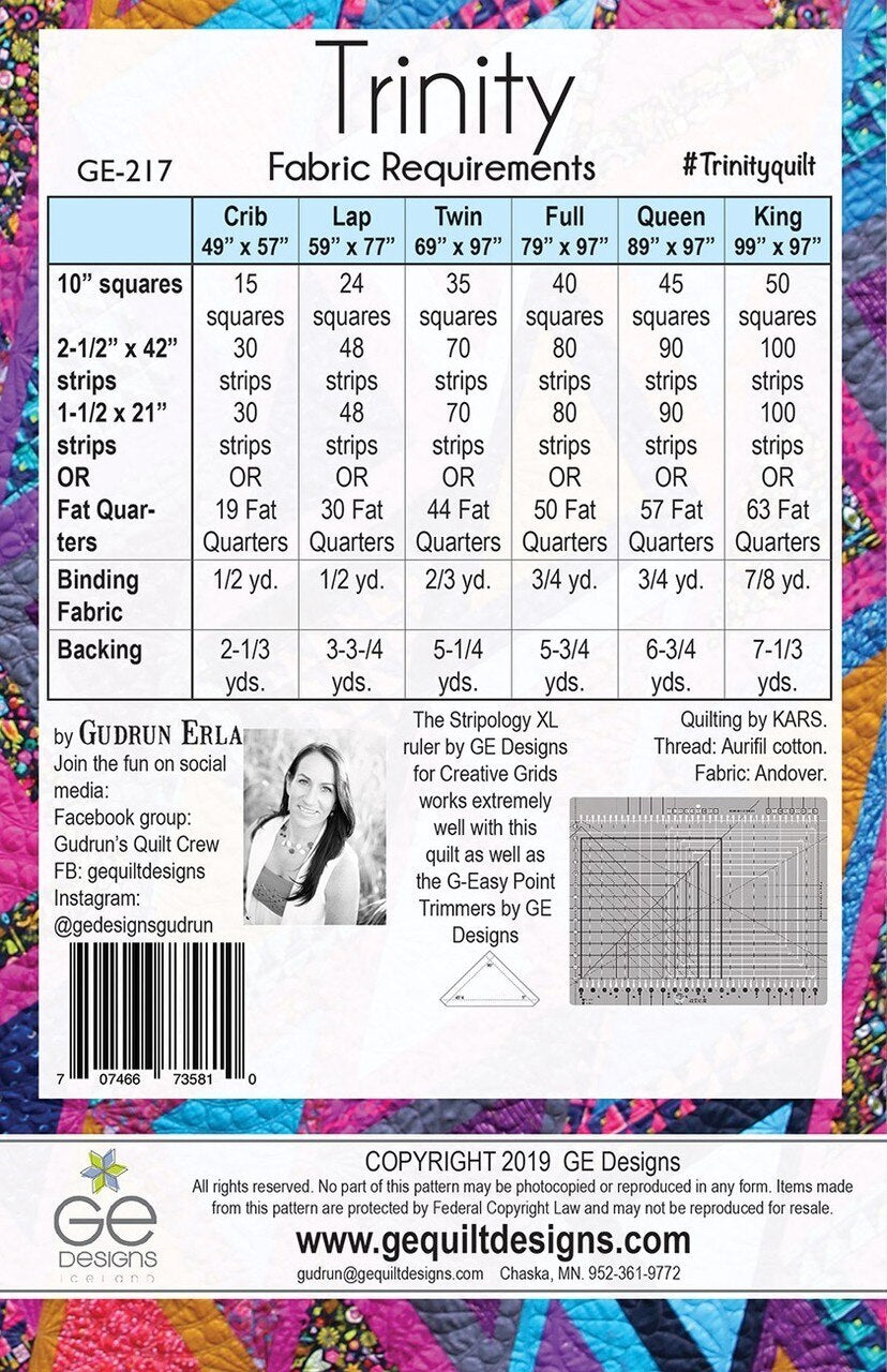 Gudrun Erla - Trinity Quilt Pattern , quilting and craft projects