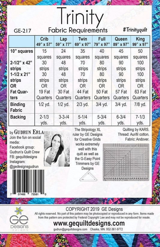 Gudrun Erla - Trinity Quilt Pattern , quilting and craft projects