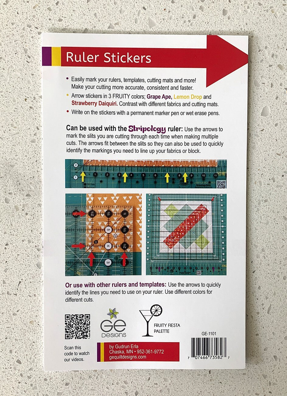GEasy Ruler Stickers - 192 stickers Fruity Fiesta Palette for precise cutting, marking and patchwork