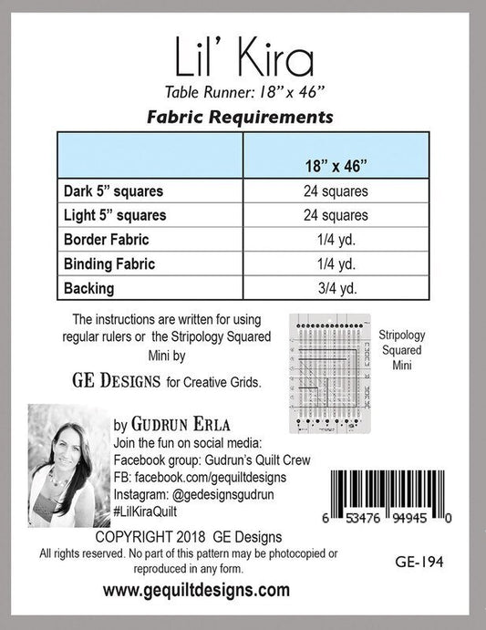 Lil’ Kira Table Runner Pattern , quilting and craft projects