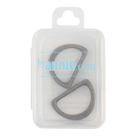 D Ring Flat 25 mm Antique Brass Set of Two - 25 mm