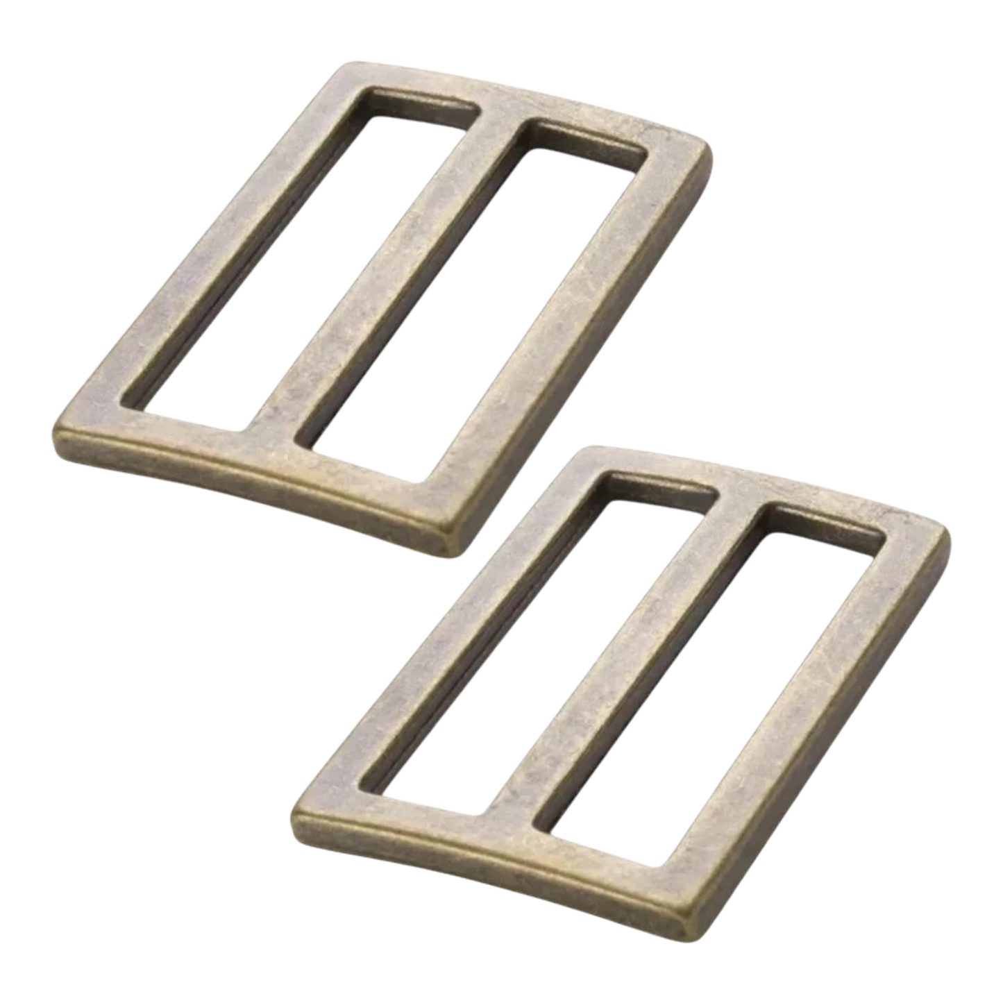 Slider Flat Widemouth 1.5 in Antique Brass Set of Two for bag making and sewing projects