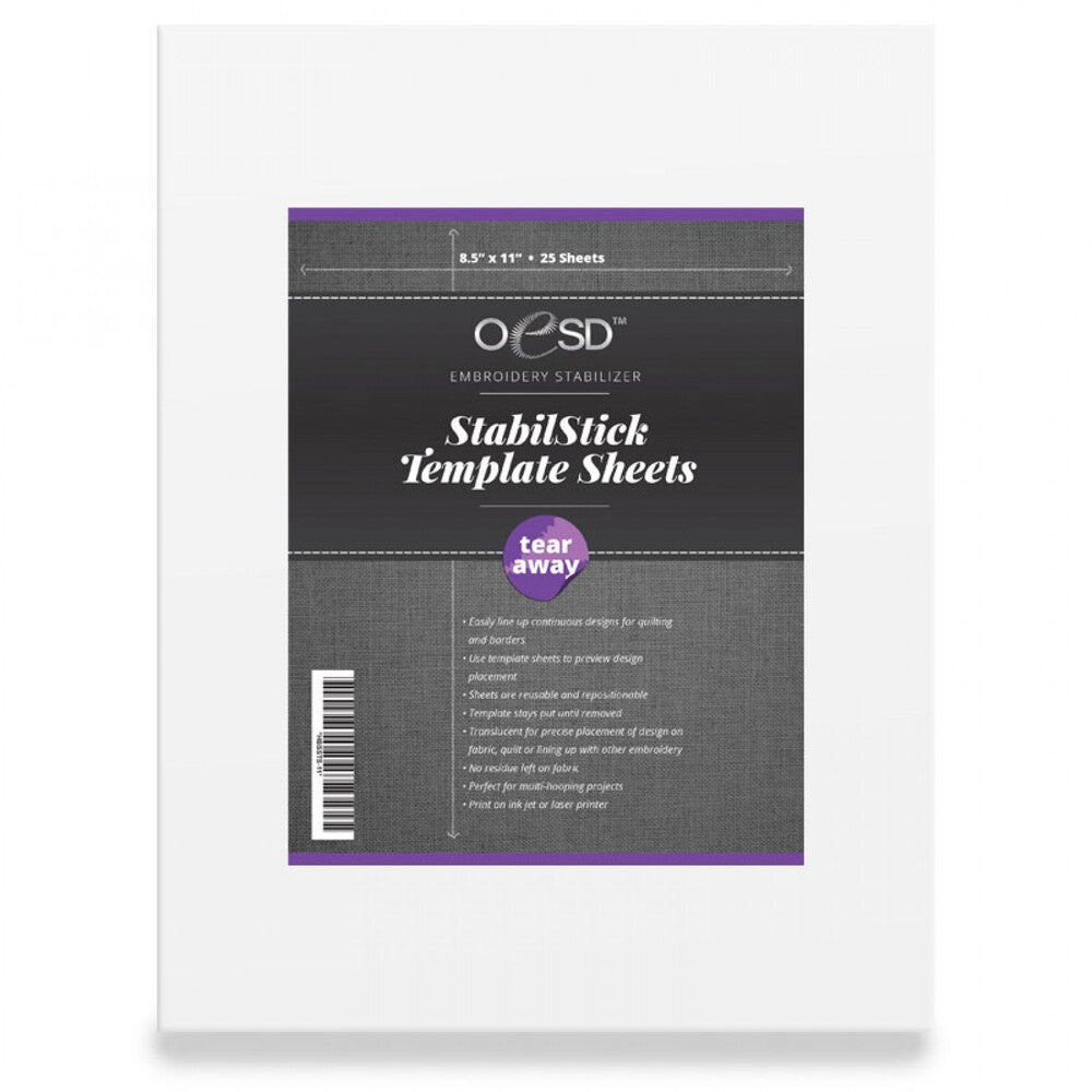 OESD StabilStick Template Sheets 216 mm x 279 mm for precise cutting, marking and patchwork