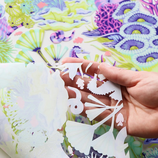 Tula Pink Floral Reef Collection: Reef What You Sew Vinyl 1/2 Yard Cut for bag making, sewing and craft projects