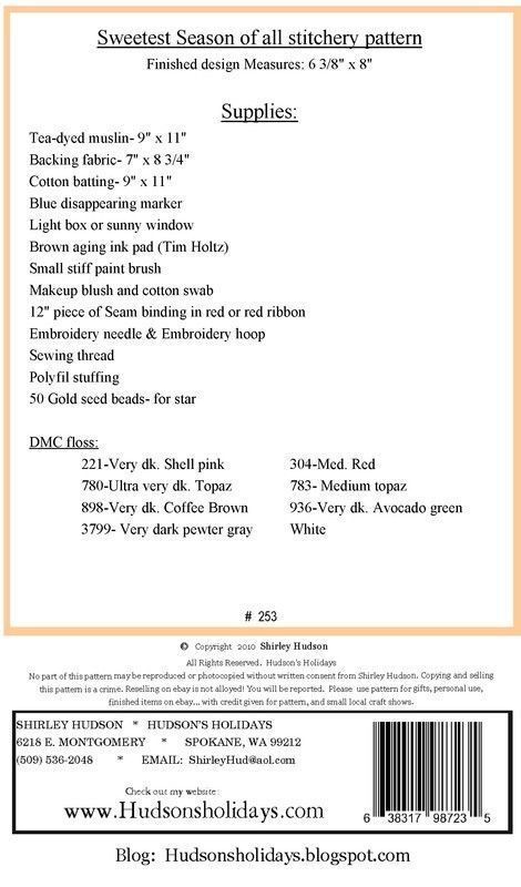 Sweetest Season of All Stitchery Pattern , quilting and craft projects