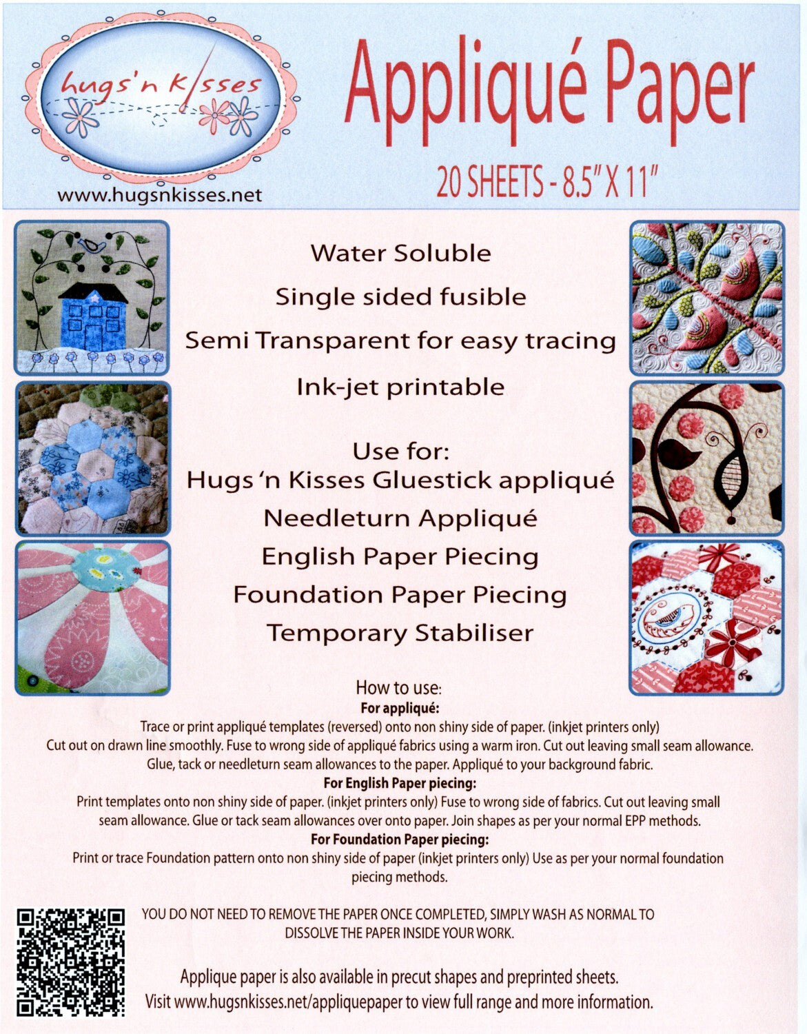 Applique Paper-Soluble 20pc pack