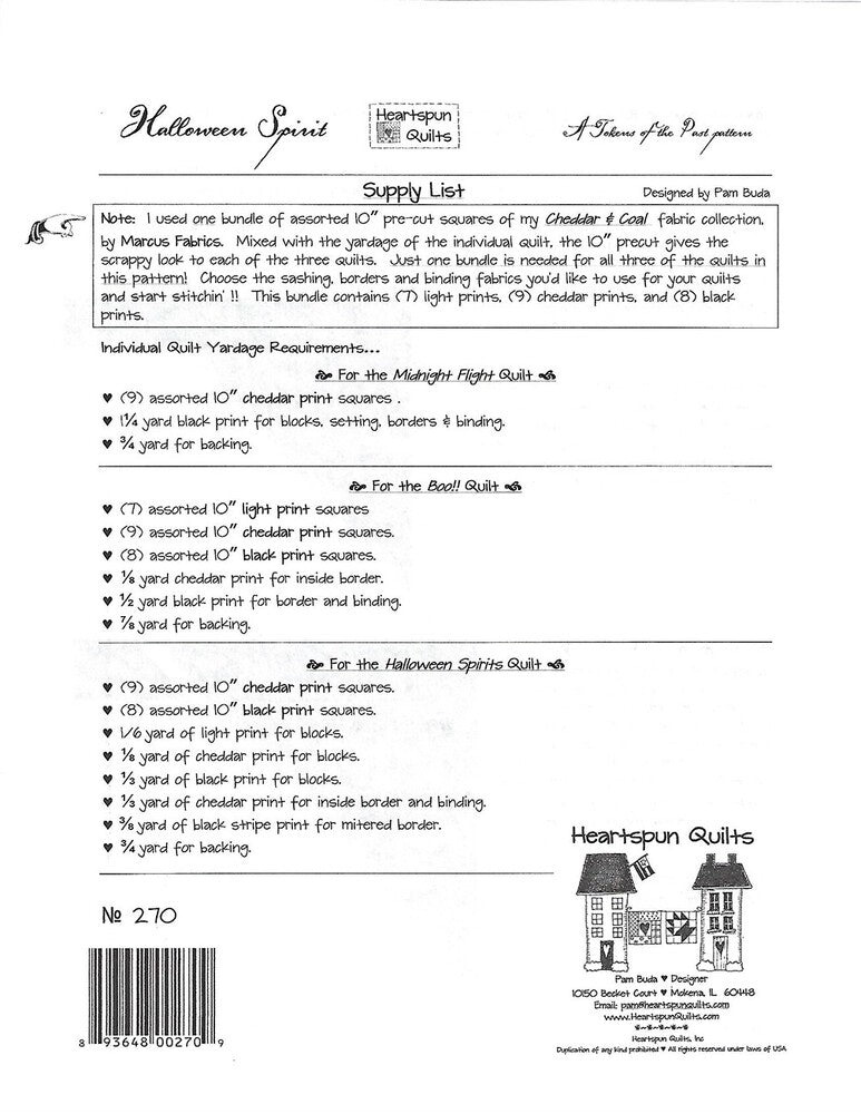 Tokens of the Past-Halloween Spirit sewing and quilting product
