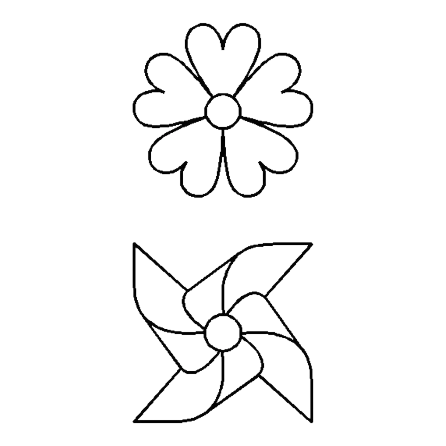Quilt Stencil - Summertime Pinwheel & Flower 76 mm for precise cutting, marking and patchwork