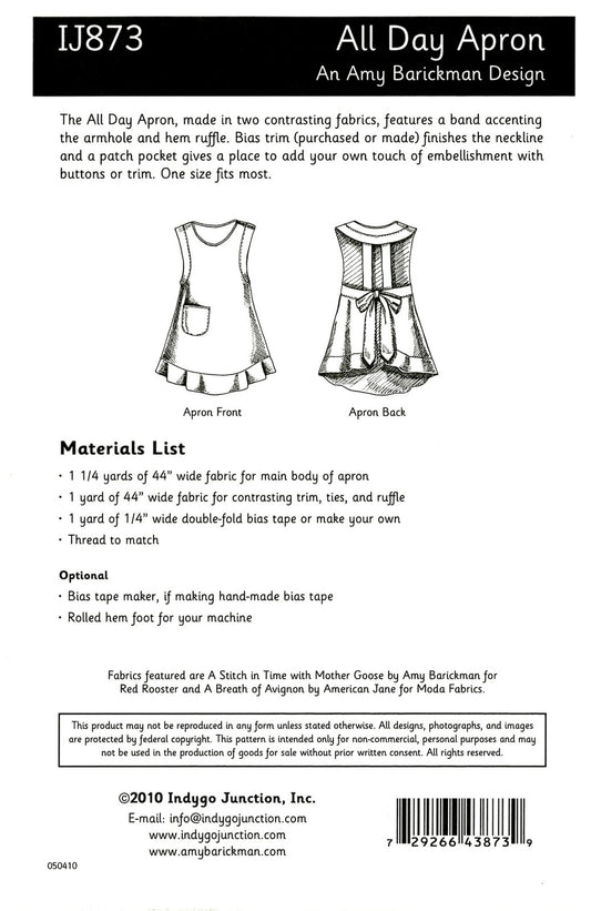 All Day Apron Pattern , quilting and craft projects