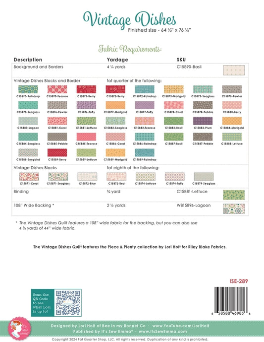 Vintage Dishes Quilt Pattern , quilting and craft projects