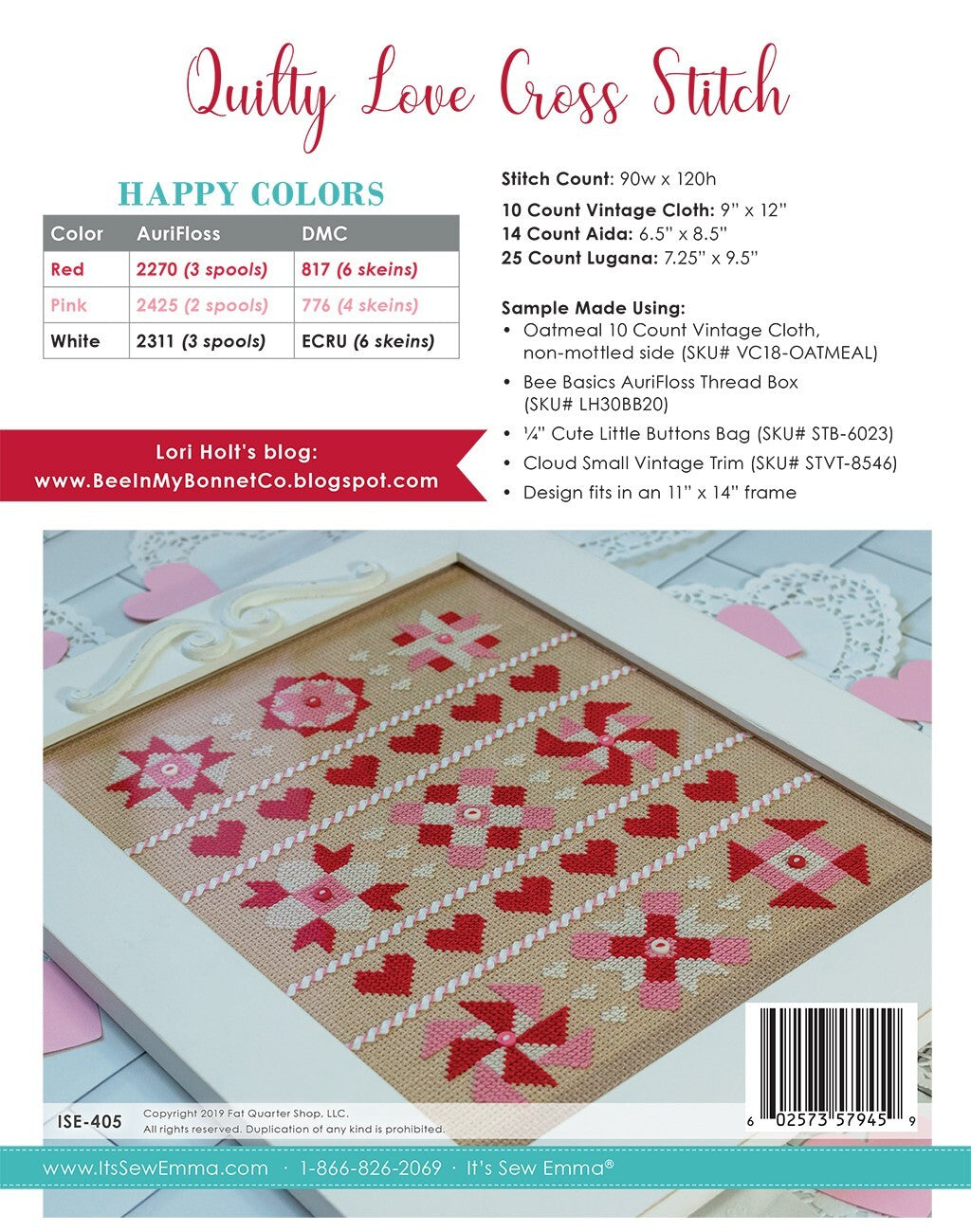 Lori Holt Quilty Love Cross Stitch Pattern , quilting and craft projects