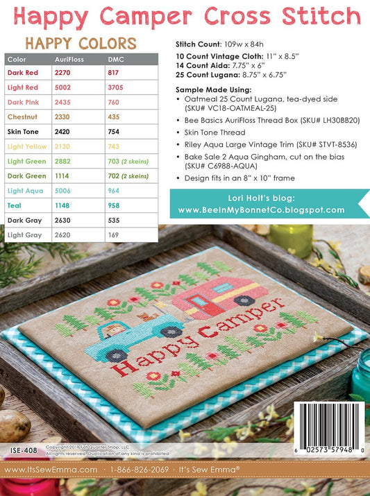 Lori Holt Happy Camper Cross Stitch Pattern , quilting and craft projects