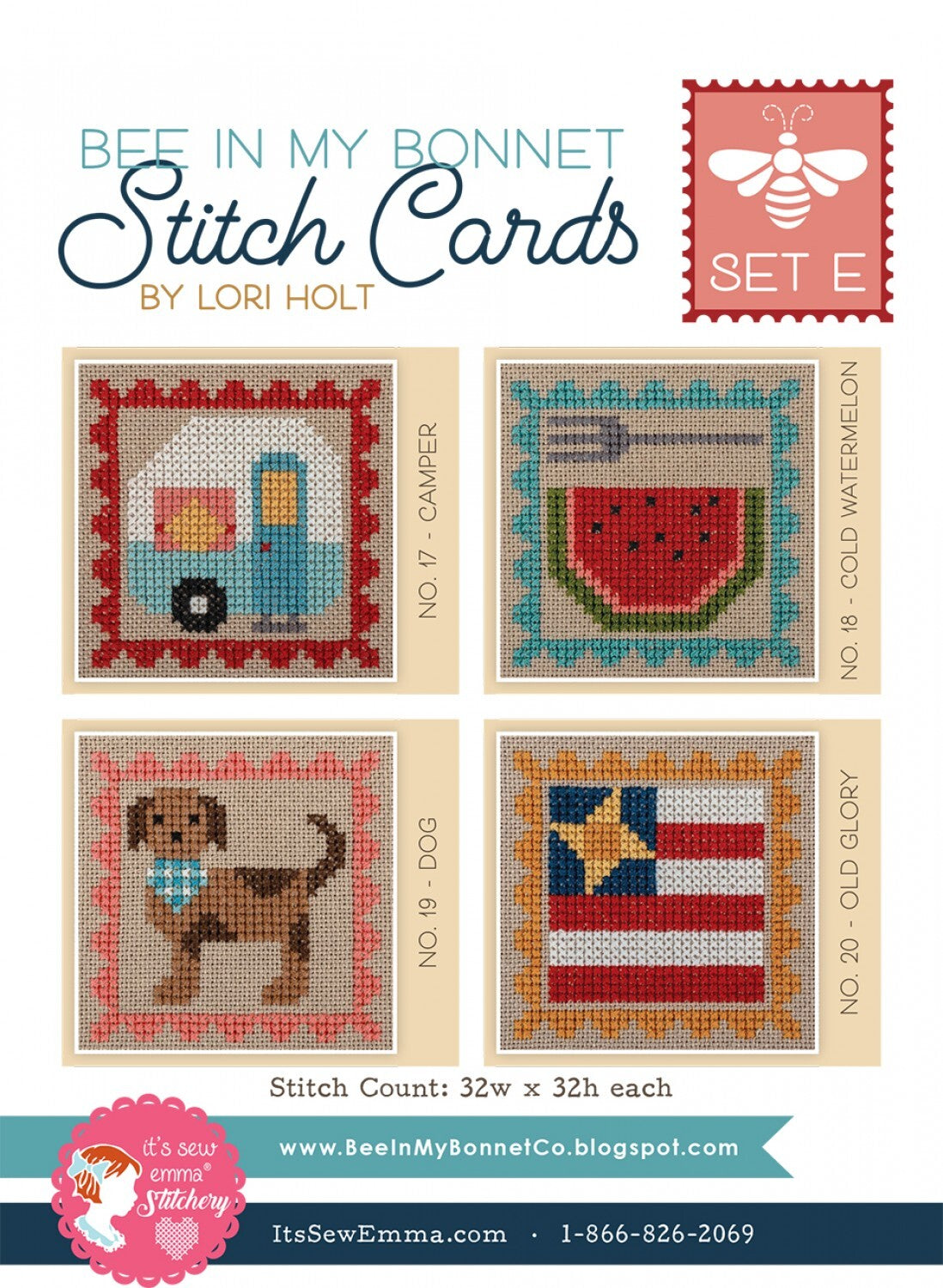Lori Holt - Bee in My Bonnet Cross Stitch Cards Set E sewing and quilting product
