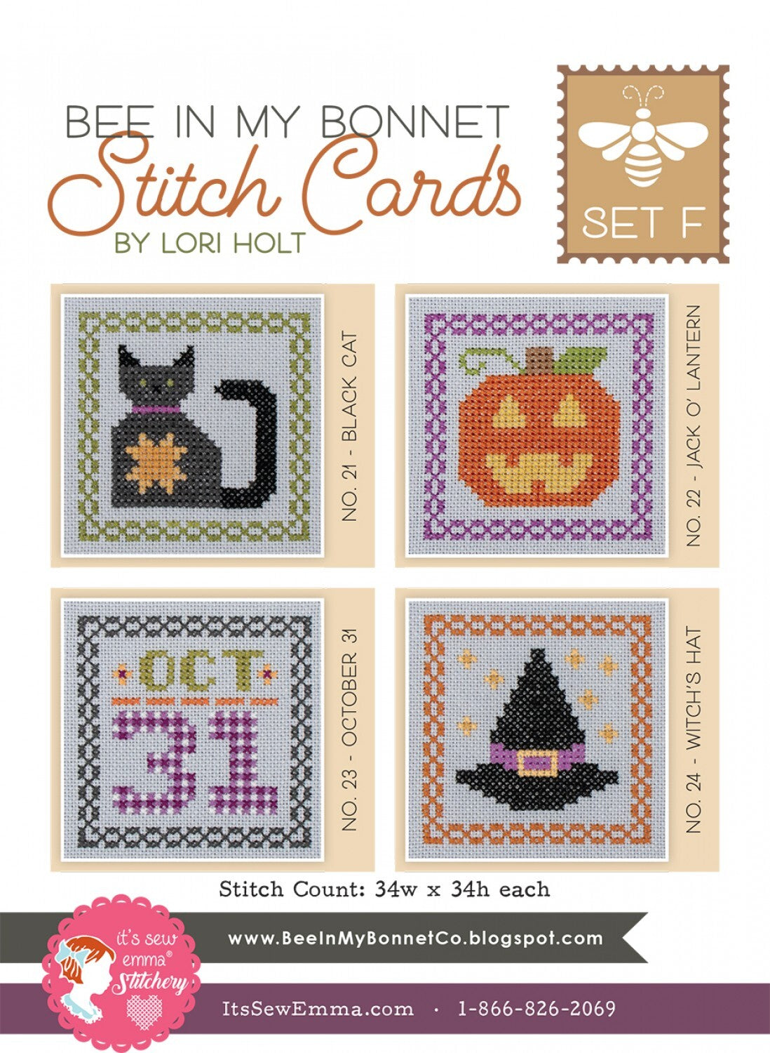Lori Holt - Bee in My Bonnet Cross Stitch Cards Set F sewing and quilting product
