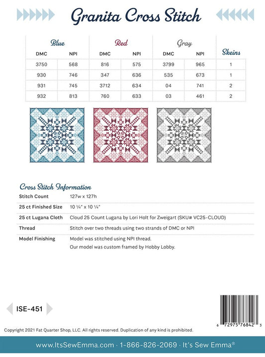 Granita Cross Stitch Pattern , quilting and craft projects