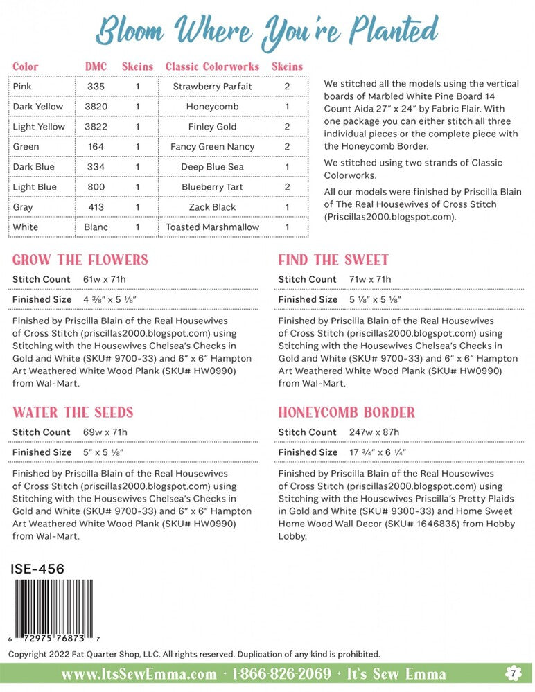 Bloom Where You're Planted Cross Stitch Pattern , quilting and craft projects
