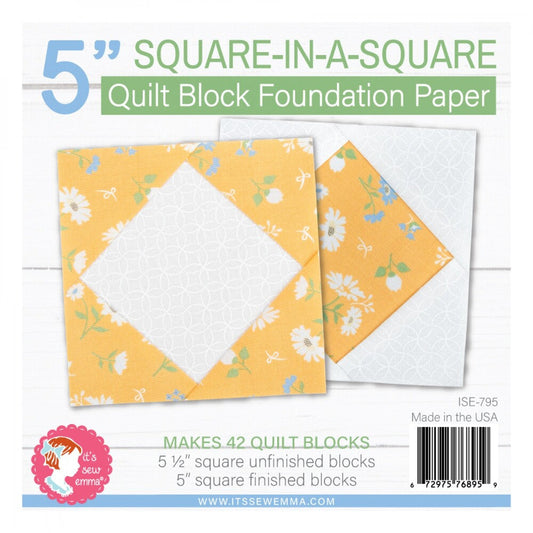 152 mm Square in a Square Quilt Block Foundation Paper , pattern making and craft projects
