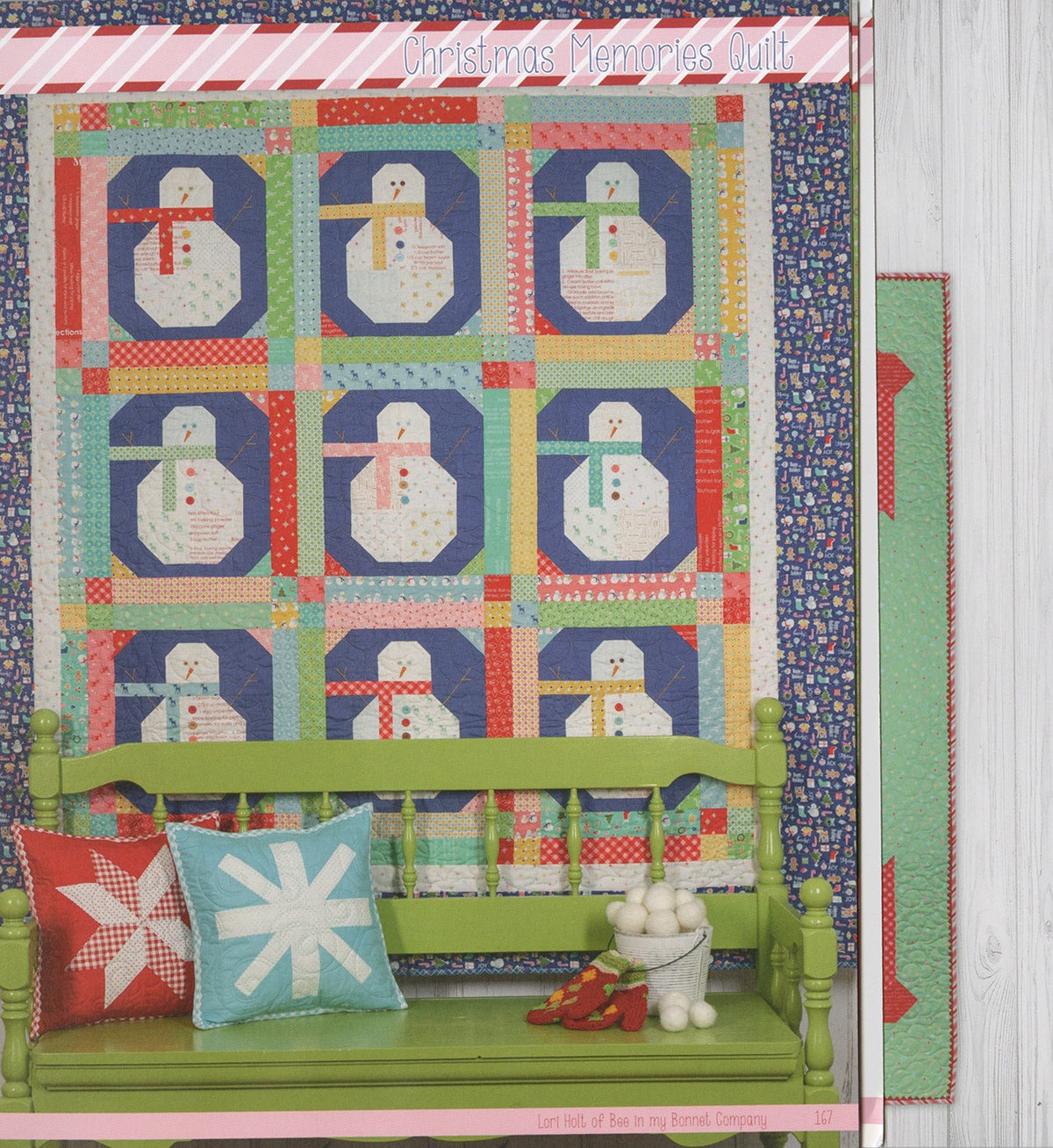 Vintage Christmas by Lori Holt – snowman quilt and cushion