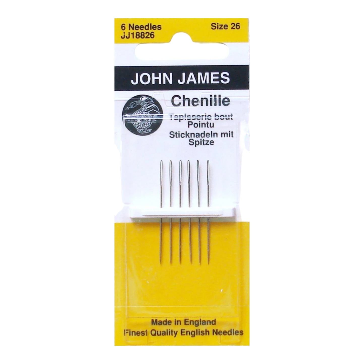John James Blister Pack Chenille Needles Size 26