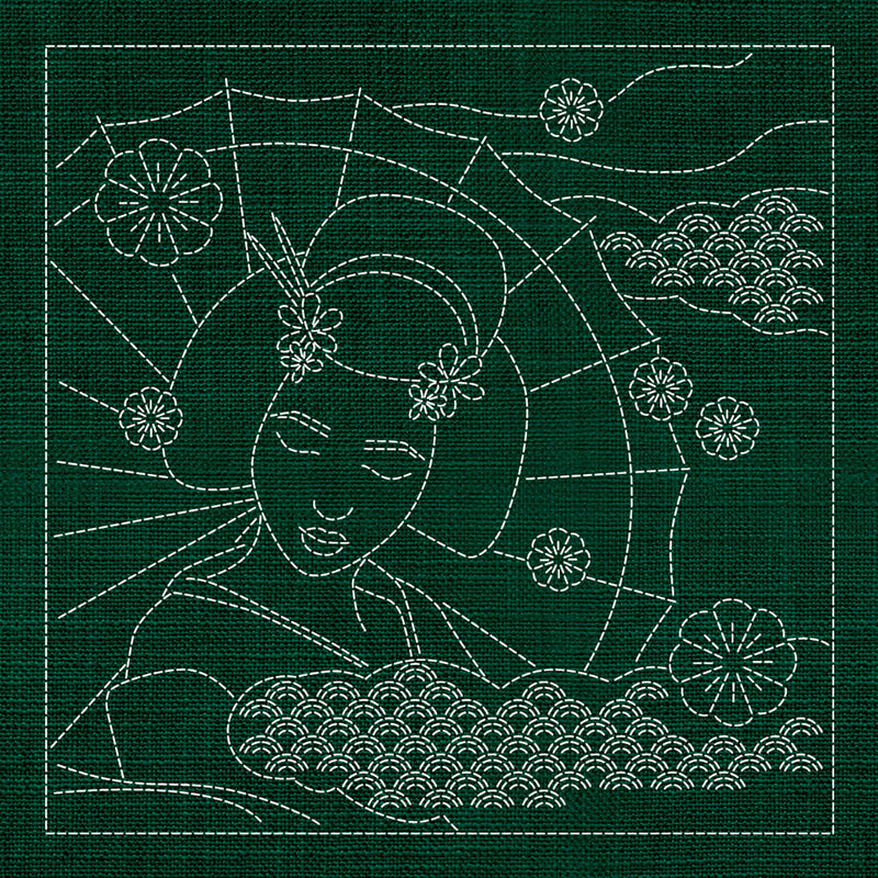 Sashiko Australia Geisha GREEN , piecing and stitching