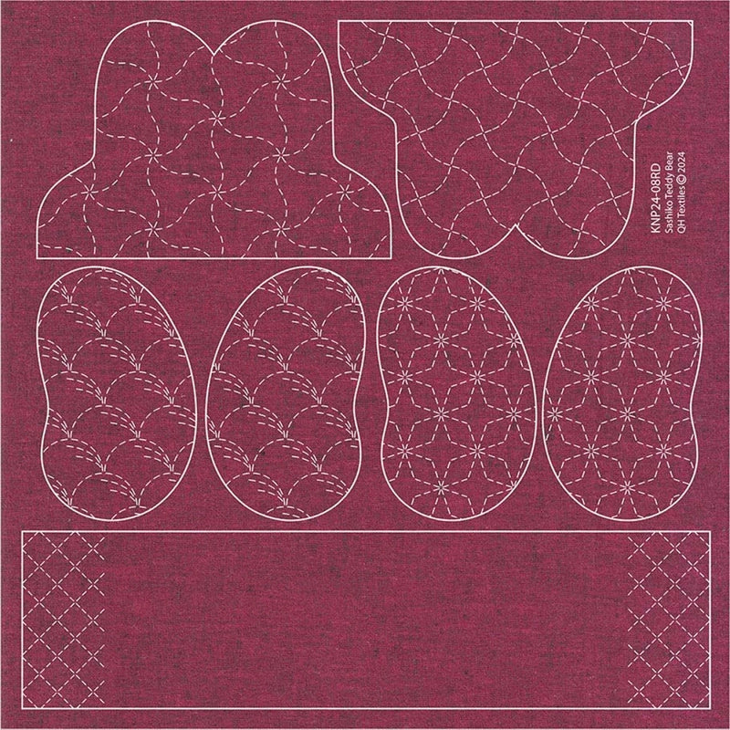 Sashiko Teddy Bear Blue , piecing and stitching